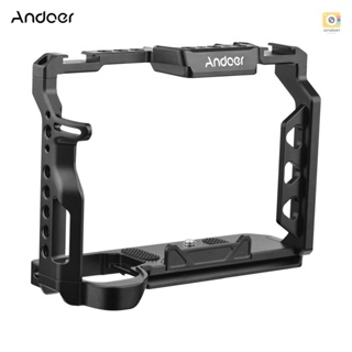 Andoer Aluminum Alloy Camera Cage with 1/4 Inch Screws Holes Cold Shoe Mounts Replacement for  A7 IV