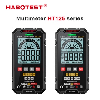 HABOTEST HT125 มัลติมิเตอร์ดิจิตอล 600V AC/DC โวลต์มิเตอร์ 4000 ครั้ง True RMS NCV มัลติมิเตอร์ ดิจิทัลอัจฉริยะ เครื่องวัดแรงดันไฟฟ้า พร้อมไฟฉาย LED