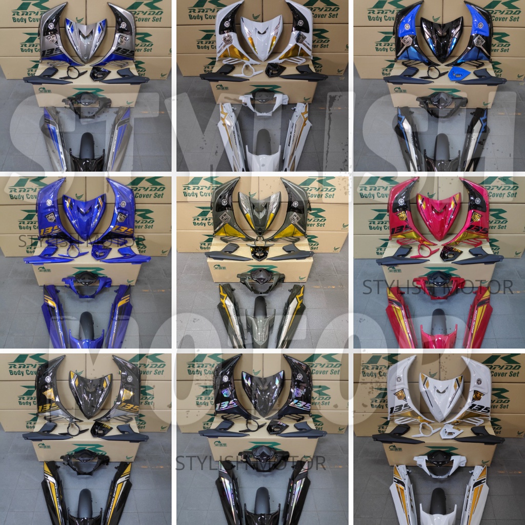 YAMAHA LC135 V4/V5/V6/V7 CHROME สติ๊กเกอร์ HIJAU LUMIUT RAPIDO ชุดฝาครอบร่างกาย (สติ๊กเกอร์)
