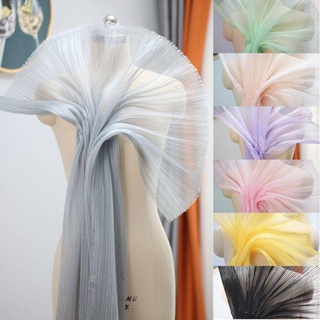 【อย่าตัดมากกว่า 1 ปริมาณ】150*100CM Ruffled Fabric Pleated Gauze Organza Handmade Graduation Design Wrinkle Mesh Fabric Material