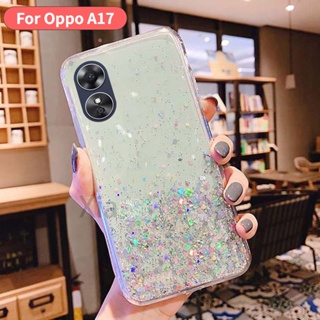 เคสโทรศัพท์มือถือ ซิลิโคนนิ่ม TPU ใส ป้องกันกล้อง กันกระแทก ลายดาวกลิตเตอร์ วิบวับ สําหรับ Oppo A17 A57 A77 A77s A96 4G 2022