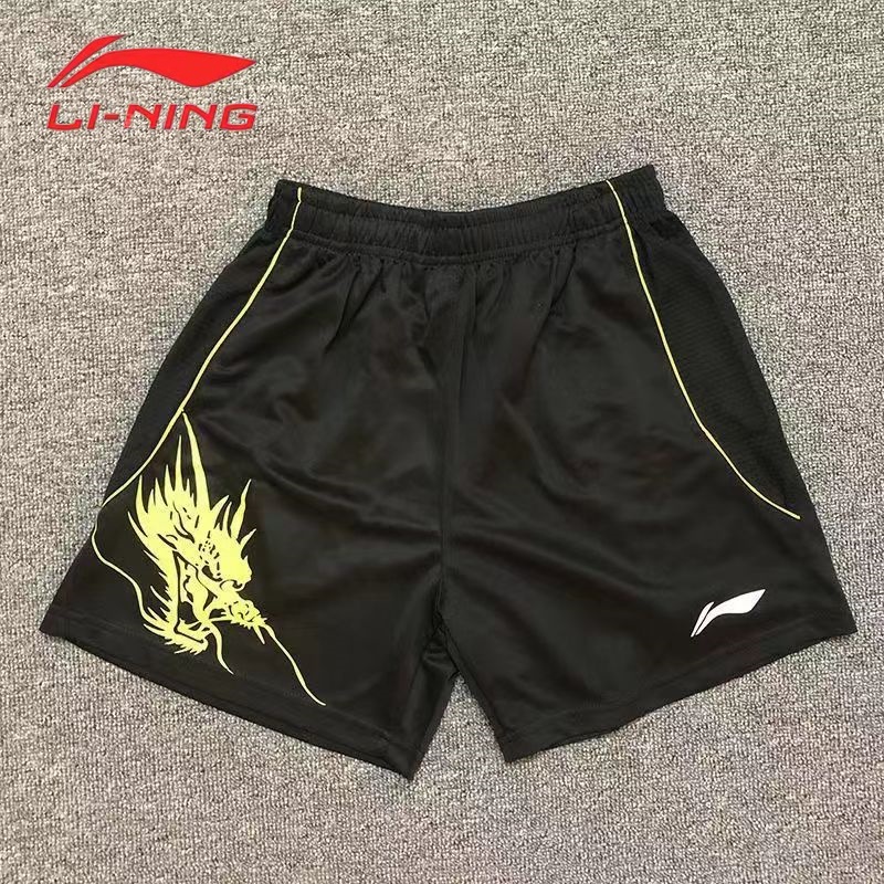 Li Ning กางเกงกีฬา กางเกงขาสั้น ผ้าโพลีเอสเตอร์ แห้งเร็ว สําหรับผู้ชายและผู้หญิง เล่นปิงปอง แบดมินตั