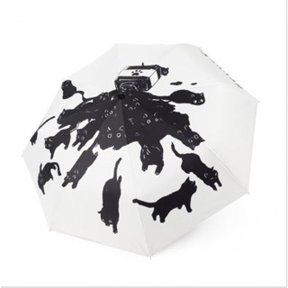 Cartoon Cat Pattern 3-Folding Umbrella Women Umbrella Fold UV Rainproof Parasol Rain Sun Umbrellas Windproof Children