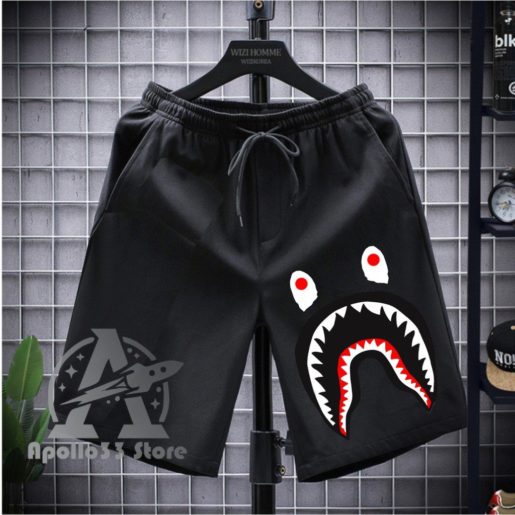 Bape SHARK Men& 39;s Shorts กางเกงบ็อกเซอร์กางเกงขาสั้นแบรนด์ Premium Distro Men & 39;s Shorts