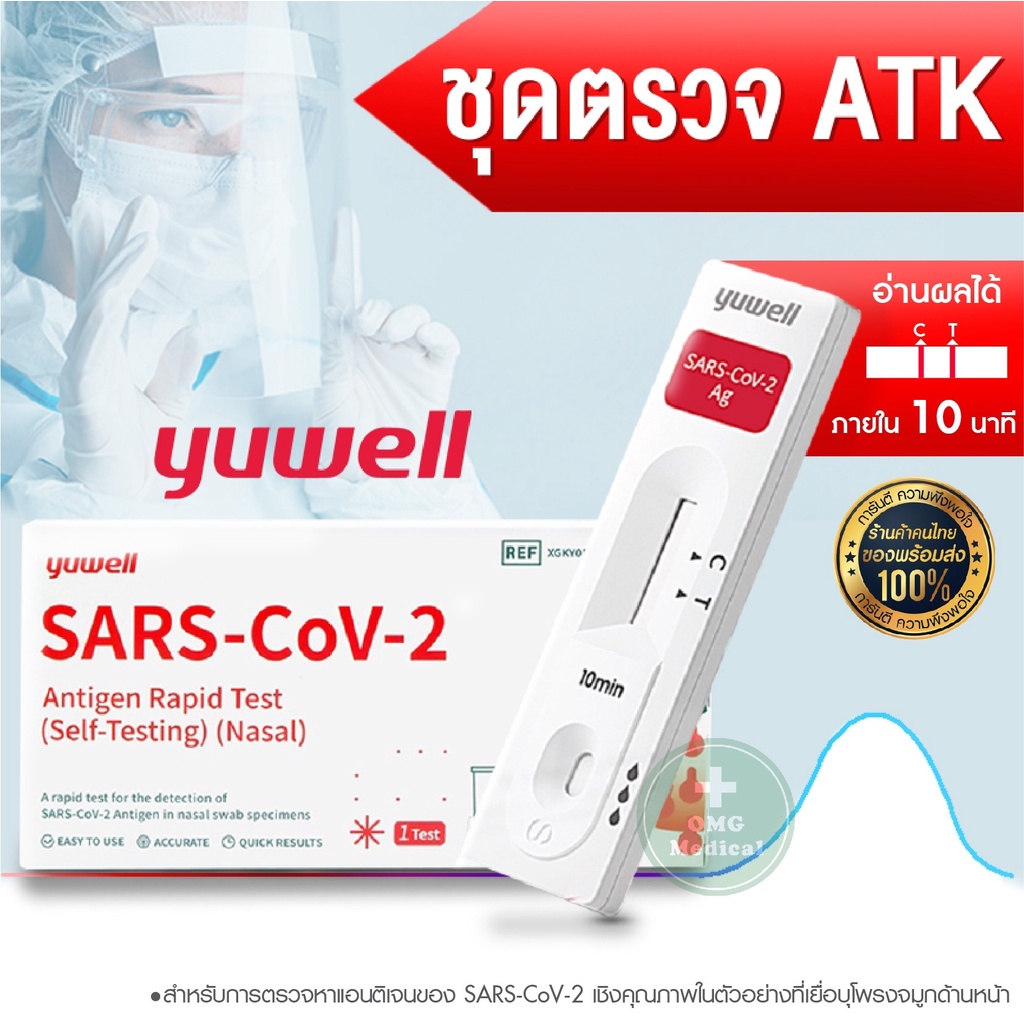 ATK Yuwell มาตรฐานโลก ชุดตรวจโควิด19 ชุดตรวจในโพรงจมูก ยี่ห้อ Yuwell SARS-CoV-2 Ag Covid-19 ชุดตรวจโควิด 19
