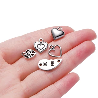 St.kunkka จี้สร้อยคอ สร้อยข้อมือ โลหะผสม รูปหัวใจ 10 ชิ้น