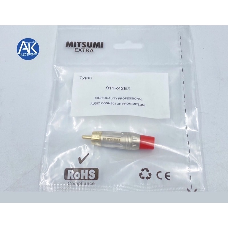 1คู่ MITSUMI EXTRA 911R42EX RCA ขั้วทอง สีดำ สีแดง ปลั๊ก RCA ตัวผู้ ขั้วทอง RCA MITSUMI EXTRA