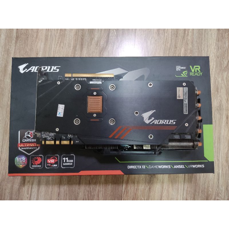 การ์ดจอ VGA GIGABYTE AORUS GeForce GTX 1080Ti 11G (มือ 2) (GV-N108TAOTUS-11GD)