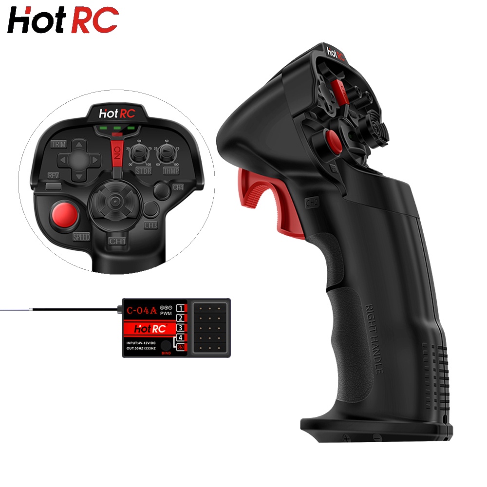 Hotrc DS-4A 2.4G 4 ช่องสัญญาณเครื่องส่งสัญญาณวิทยุ RC C-04A 4-12V 4CH ตัวรับสัญญาณสําหรับรถ RC เครื่
