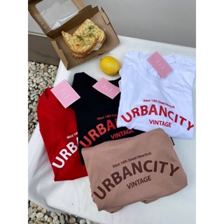 เสื้อยืดโอเวอร์ไซส์ สกรีนลายอักษร URBANCITY ผ้าคอตตอน