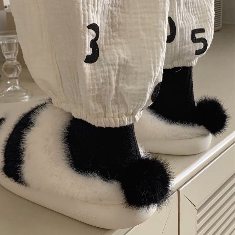 พร้อมส่ง🐼 รองเท้า แพนด้า Slipper สลิปเปอร์ขนนุ่ม 49003