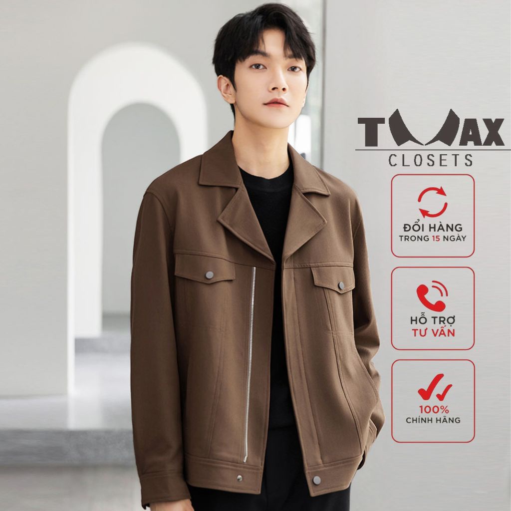 CUBAN คอปก KAKI JACKET, TMAX CLOSETS JACKET มีซิปตกแต่งด้วยบุคลิกภาพแฟชั่น TM-22028