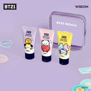 Bt21 Minini ชุดอุปกรณ์อาบน้ํา 3 ชิ้น (แชมพู + ทรีตเมนต์ + ครีมอาบน้ํา)