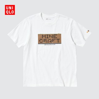 Uniqlo เสื้อยืดแขนสั้น พิมพ์ลาย Minecraft แฟชั่นคู่รัก สําหรับผู้ชาย และผู้หญิง 455832