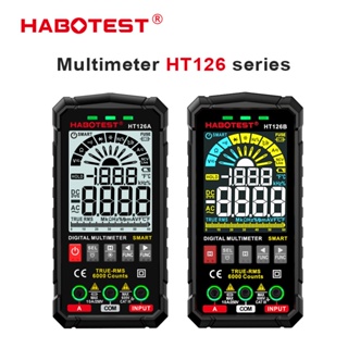 HABOTEST HT126 มัลติมิเตอร์ดิจิตอล 600V AC/DC 6000 นับ ครั้ง NCV แรงดันไฟฟ้า มัลติมิเตอร์ดิจิทัลอัจฉริยะ กระแสไฟทดสอบ โอห์ม HZ ไดโอด ความต่อเนื่อง สด ช่างไฟฟ้า มิเตอร์ True RMS อัตโนมัติ โวลต์มิเตอร์ แอมมิเตอร์