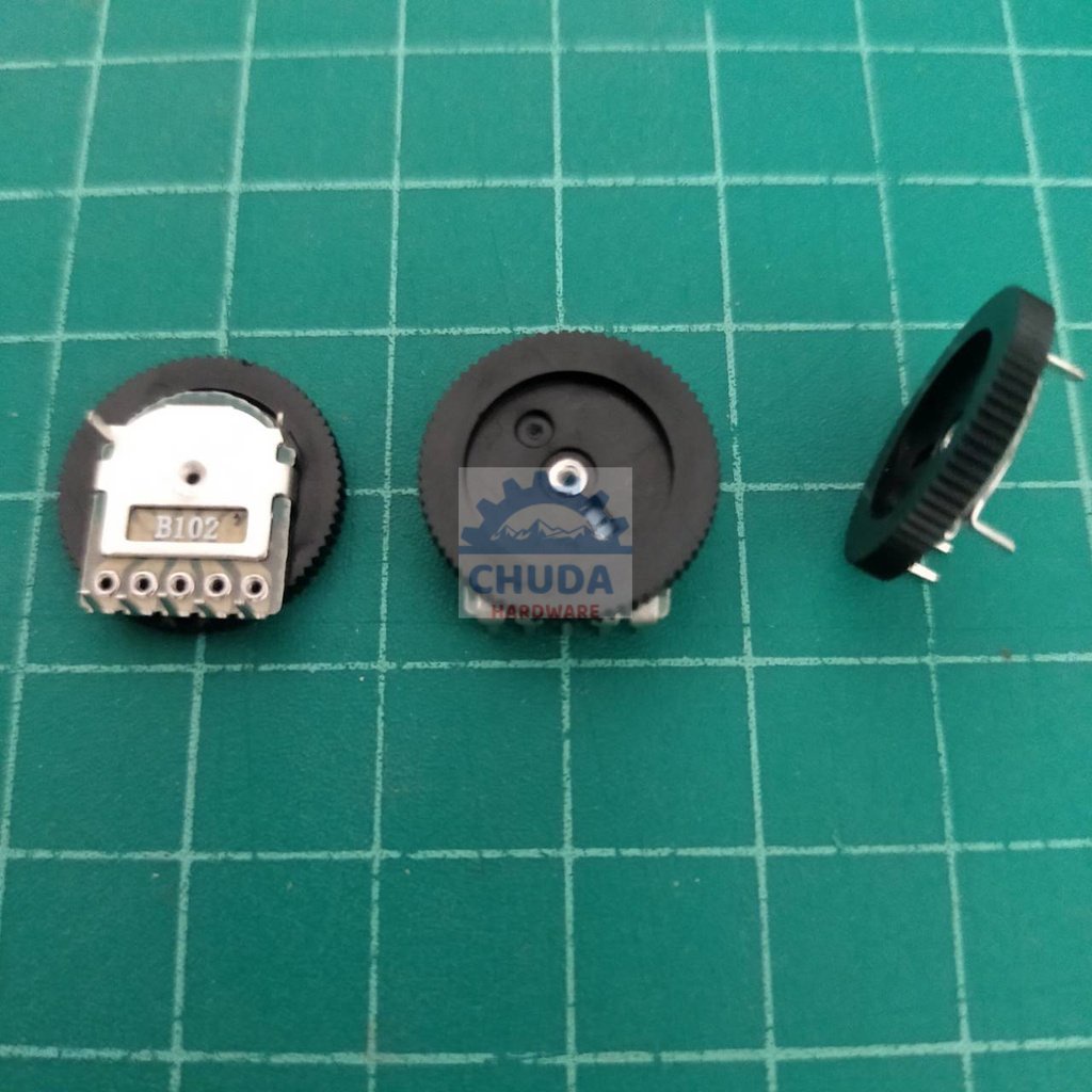โพเทนชิโอมิเตอร์ Wheel Duplex Potentiometer วอลลุ่ม Volume control 3 ขา 5 ขา ขนาด 2x16mm #ล้อหมุน(2x16mm) (1 ตัว)