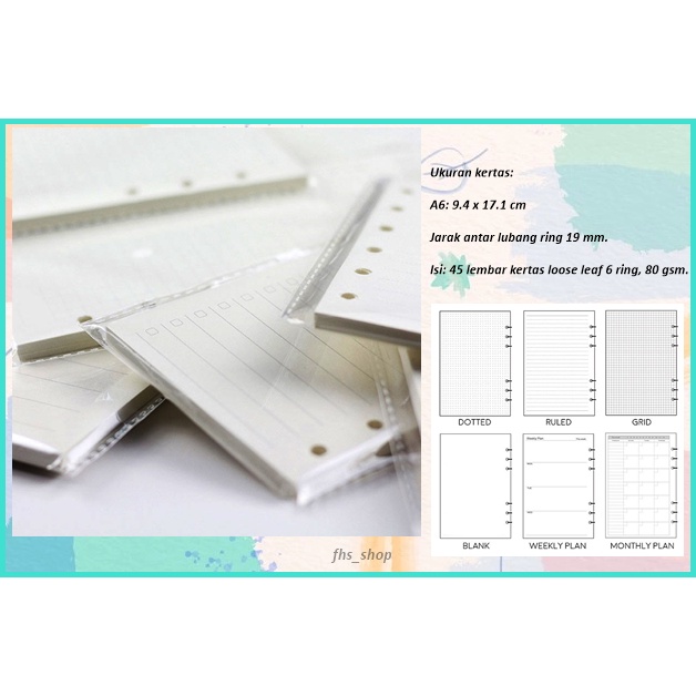 หลวม Leaf A6 Binder กระดาษ A6 Binder A6 กระดาษใบหลวม A6 6 แหวน