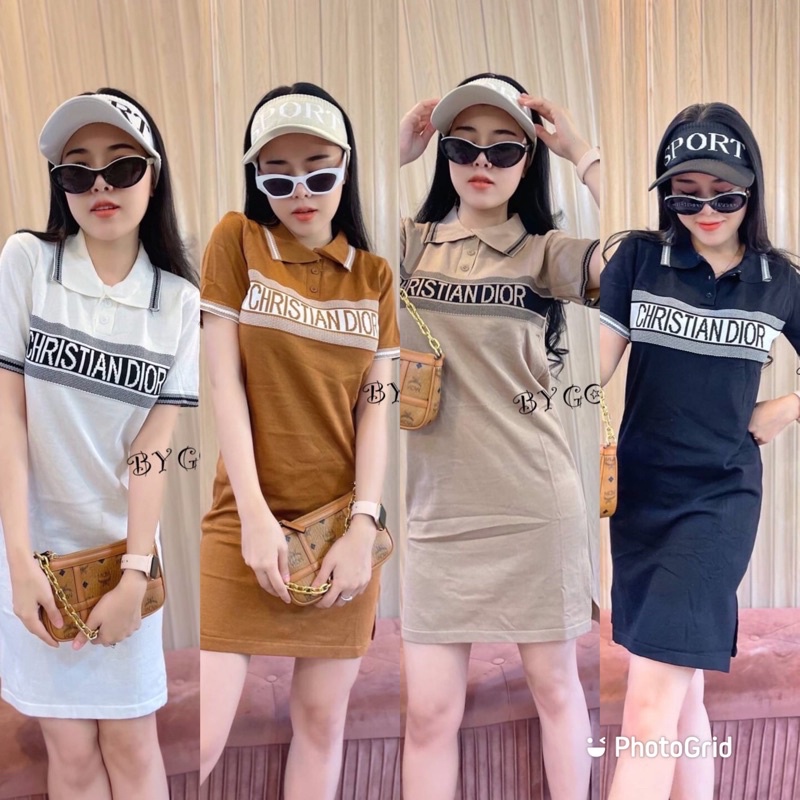 มินิเดรส ทรงคอปก💜🧡💚เนื้อไหมพรมใส่สบายยยย คอปก แต่งกระดุม ปลดได้ทุกเม็ดดดด เดรสCHR เบียช้าง H202C