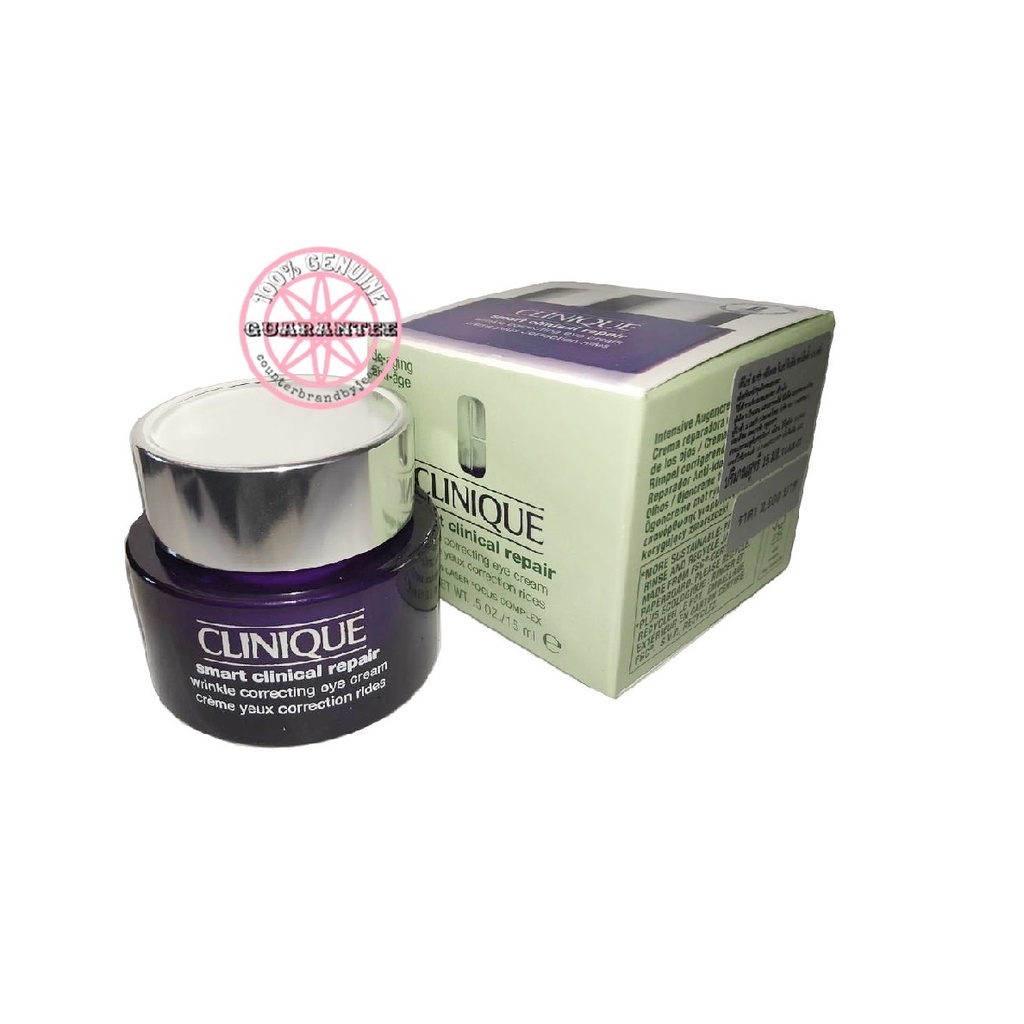 CLINIQUE Smart Clinical Repair Wrinkle Correcting Eye Cream 15mL ✅แท้ป้ายไทย อายครีม ริ้วรอยรอบดวงตา ตีนกา