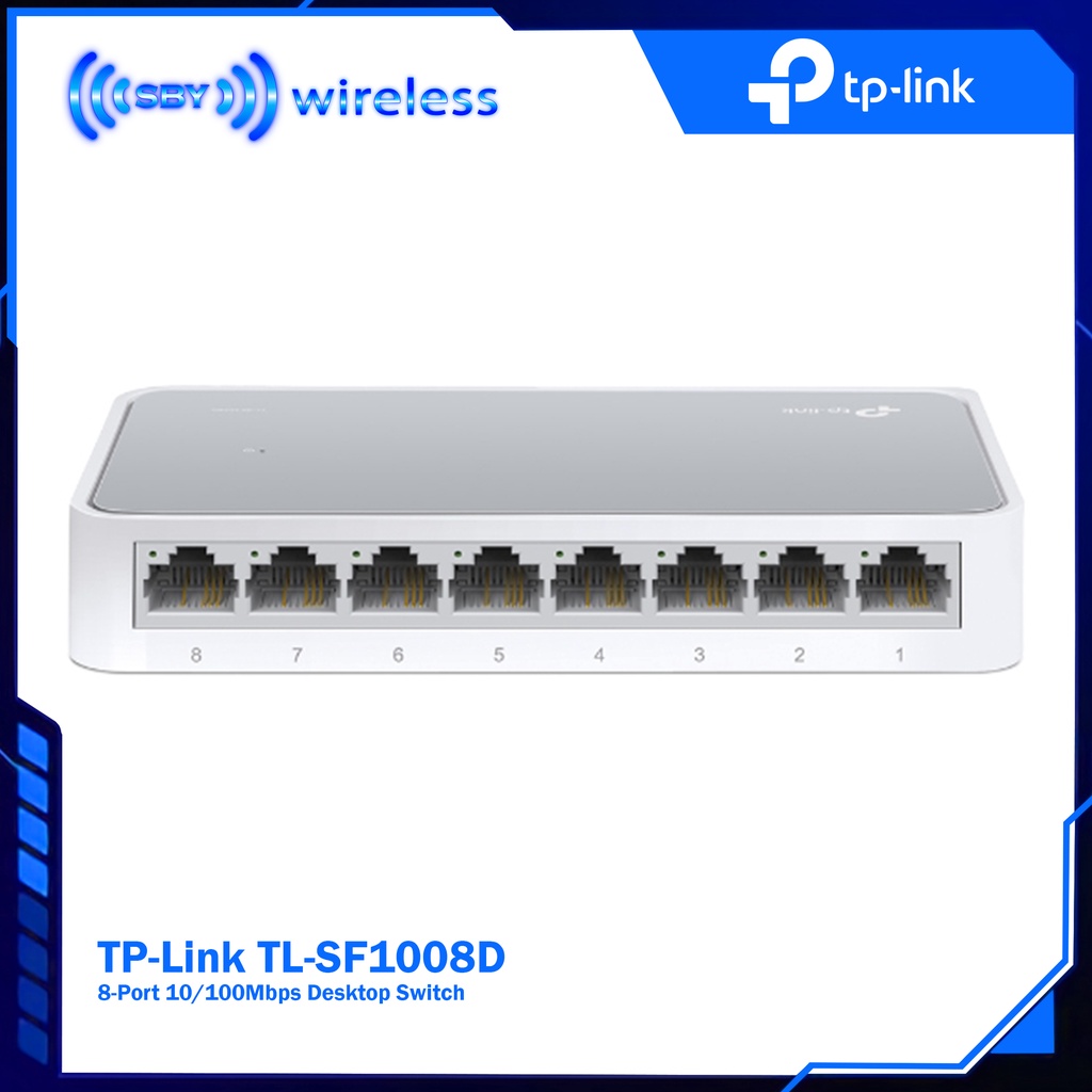 TPLink TL-SF1008D 8 Port Fast Ethernet Switch Hub 10/100Mbps TP-Link Desktop Switch Plastic Case