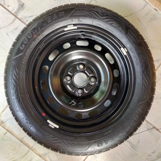 ล้อกะทะขอบ15 ดุม 54.1พร้อมยางปี20(2820) Goodyear ขนาด185/60/R15 #ล้อกะทะขอบ15 #4รู100  **ยกเว้น Nissan