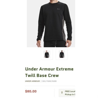 Under Armour Extreme Twill Base Crew เสื้อสเวตเตอร์ กันหนาว ระบายอากาศดี สำหรับผู้ชาย