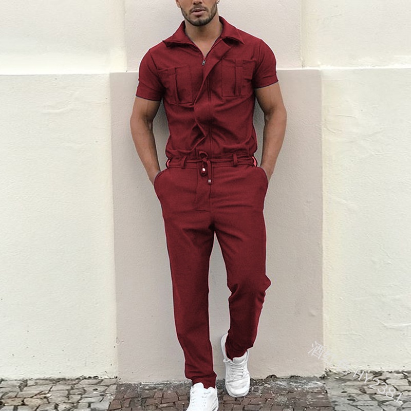 2022 New Mens Rompers Pants Casual Loose One-piece Suit Overalls Fashion Short Sleeve Jumpsuit Streetwear Men Ropa De Ho #2