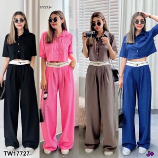 Set 2 ชิ้น Shirt Crop Top Twotone Set เซทเสื้อเชิ้ตแขนสั้นครอป แปะกระเป๋าหลอกทั้ง 2 ข้าง