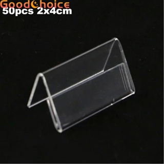 【Good】.40Pcs 2x4cm Acrylic Sign Display Holder Label Price Name Card Tag Shop Stands.【Ready Stock】