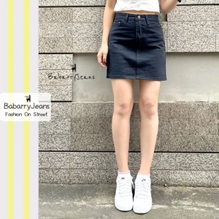 BabarryJeans กระโปรงยีนส์ ผญ ทรงสอบ รุ่นคลาสสิค ยาว 16 นิ้ว (ORIGINAL) สีดำซุปเปอร์แบล็ค