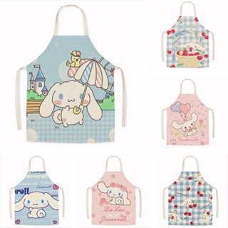 ผ้ากันเปื้อน Sanrio Melody Kuromi KT Cinnamon  แขนกุด ลายการ์ตูนสุนัขซินนาม่อนน่ารัก ป้องกันการเปรอะเปื้อน เหมาะกับใส่ทํางานในครัวเรือน สําหรับผู้ใหญ่