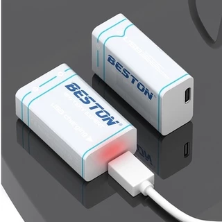 ถ่านชาร์จ BESTON 9V แบตเตอรี่ชาร์จ 9 โวลต์ 1000 mAh USB 9V Rechargeable Lithium Battery 1 ก้อน คุณภาพสูง ราคาถูก