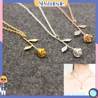 (SPwholesale) สร้อยคอโซ่ จี้ดอกกุหลาบ แฟชั่นสําหรับผู้หญิง