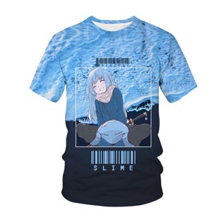 เสื้อยืดแขนสั้น พิมพ์ลายอนิเมะ I Reincarnated as a Slime Time Tensei Shitara Slime Datta Ken 3D แฟชั่นฤดูร้อน สําหรับผู้ชาย