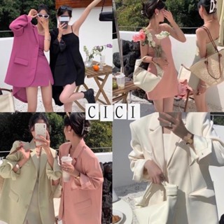 Cici ❣🇹🇭🚚พร้อมส่ง❣(NO.Set1193)Dress+Blazer Set เซตเดรสสั้นสายเดี่ยว+เบลเซอร์ ใส่จับคู่แมตช์ปังสุดๆ✨