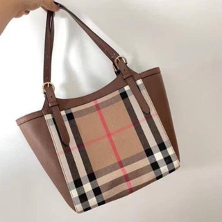 Burberry House Check Derby Canterbury Leather Tote