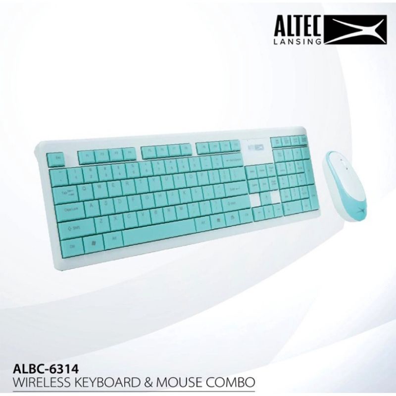 ชุดเมาส์คีย์บอร์ดไร้สาย Altec Lansing ALBC6314 Wireless Keyboard and Mouse Combo สีเขียวมิ้น มือสอง