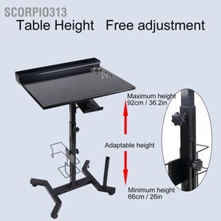 Scorpio313 โต๊ะทำงานปรับความสูงได้ Tattoo Table โต๊ะทำงานสำหรับร้านเสริมสวย Tattoo Workbench ปรับความสูงป้องกันการลื่นไถลสถานีโครงสร้างเหล็กพร้อมช่องเก็บของสีดำ