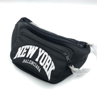 **สอบถามStockก่อนกดสั่ง** Balenciaga belt bag black new york ผ้า สีดำ กระเป๋า คาดอก คาดเอว บาเลนเซียก้า ของแท้