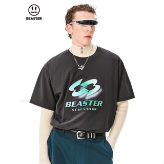 2023 Beaster เสื้อยืดแขนสั้นลําลอง คอกลม พิมพ์ลายปีศาจกาแล็กซี่ ไล่โทนสี สําหรับผู้ชาย และผู้หญิง