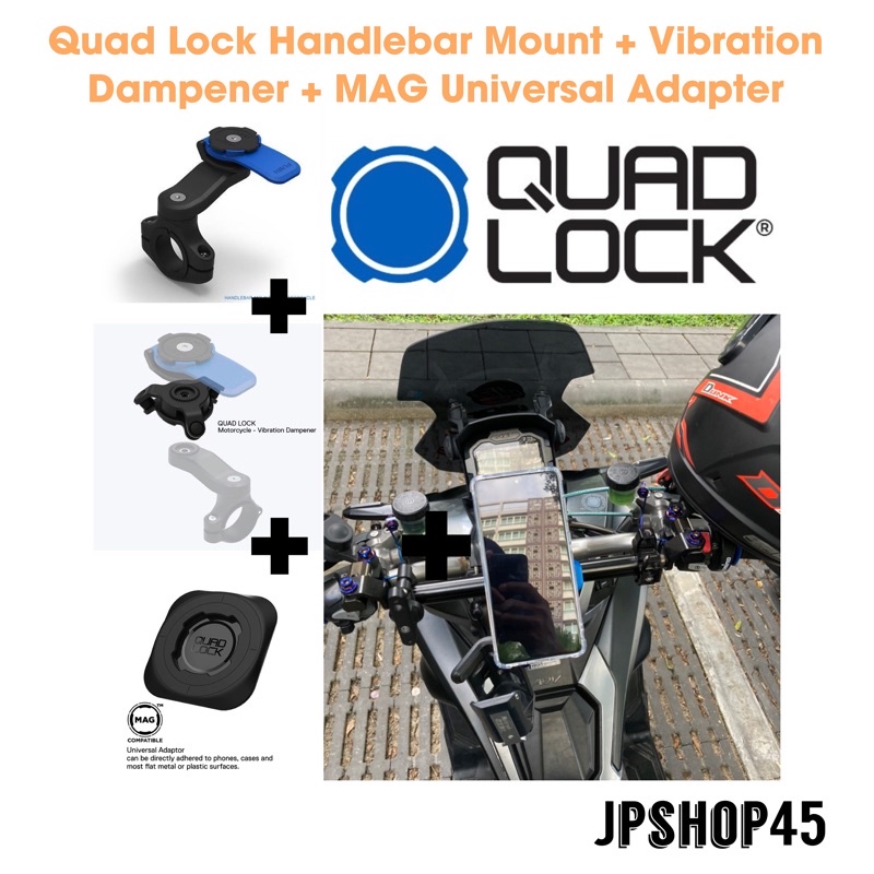 New !!! Quad Lock Handlebar Mount +MAG Universal Adapter + Vibration Dampener