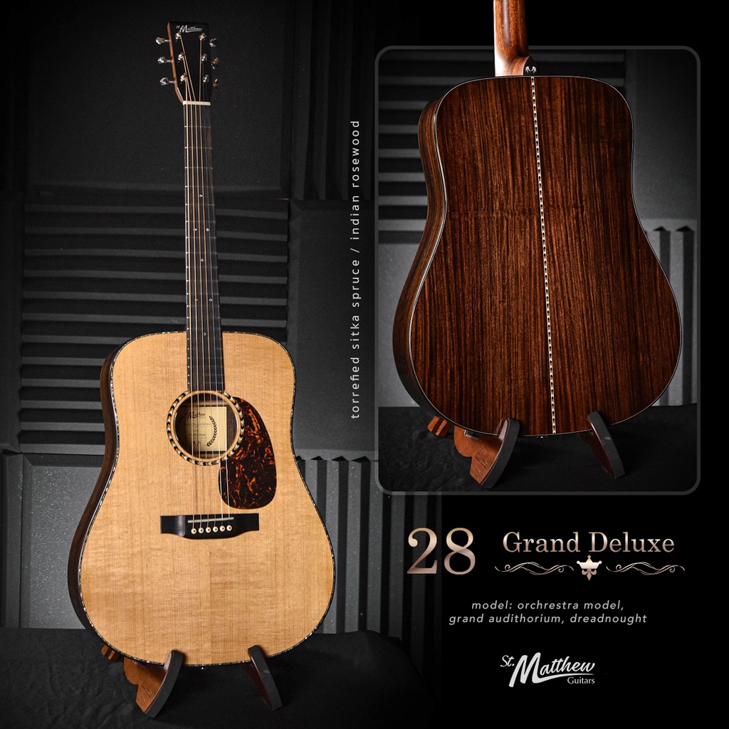 St.Matthew 28 Grand Deluxe Series กีตาร์โปร่งไฟฟ้า All Solid (Torrefied Sitka Spruce / Rosewood), D-