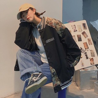 Hot sell🏍️เสื้อแจ็คเก็ตเครื่องแบบเบสบอลย้อนยุคอเมริกัน Street Cubs เย็บเสื้อลำลองแบบหลวมๆ