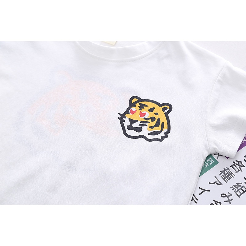 ชุดวอร์ม เสื้อยืด กางเกงขาสั้น ผ้าฝ้าย พิมพ์ลายการ์ตูนเสือ แฟชั่นฤดูร้อน สําหรับเด็กผู้ชาย และเด็กผู้หญิง 2 ชิ้น ต่อชุด Songkran - รูปที่ 4