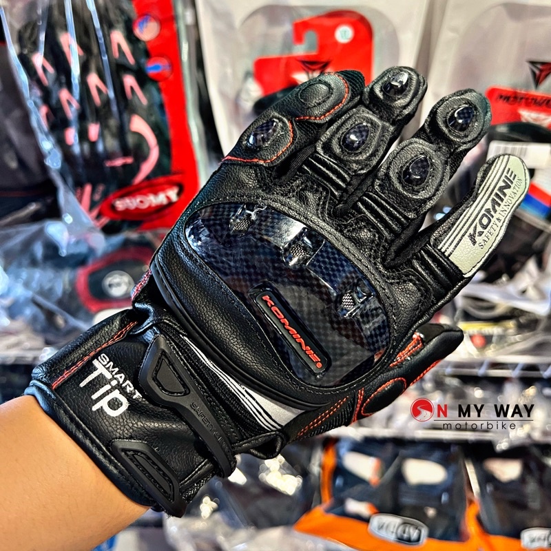 Komine GK193 ถุงมือขับบิ๊กไบค์ ถุงมือขับรถมอเตอร์ไซค์ ถุงมือหนังขับมอเตอร์ไซค์ หนังPU ทัชสกรีนมือถือได้ Leather gloves