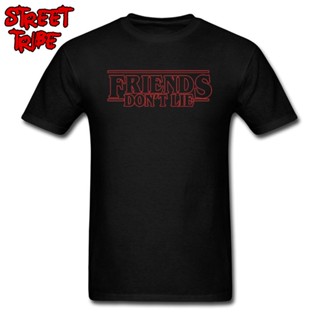 เสื้อยืดแขนสั้น ผ้าฝ้าย พิมพ์ลายตัวอักษร Stranger Things Eleven Friends Dont Lie แฟชั่นสตรีท แฟชั่นสําหรับผู้ชาย