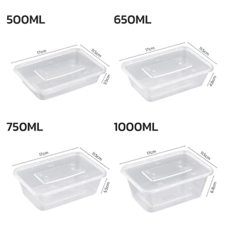 กล่องข้าวพลาสติก กล่องใส่อาหาร พร้อมฝาปิด25ชิ้น ทนความร้อน180 °Cและความเย็นได้ถึง -20°C Narmall_