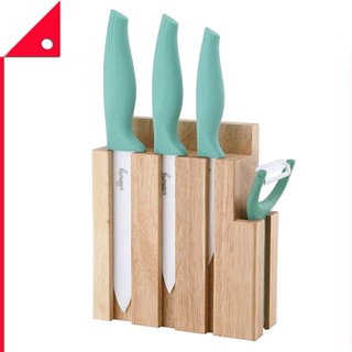 Wamery : WMRCKSWOOD* ชุดมีดทำครัว Ceramic Kitchen Knife Set with Block