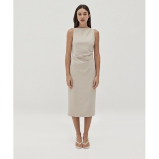 love.bonito Naya Straight Neck Side Pleated Dress