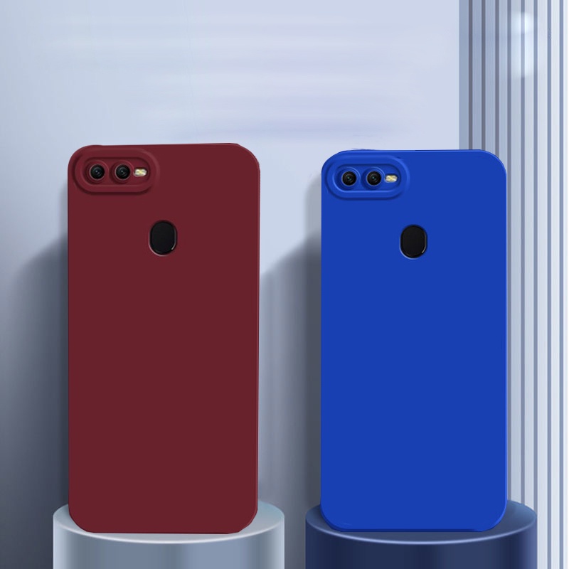 Oppo F9 A5S A3S F5 F7 A12 A12E กันชนสี่เหลี่ยมกันกระแทก Slim Thin ป้องกันกล้อง Soft TPU Case Cover